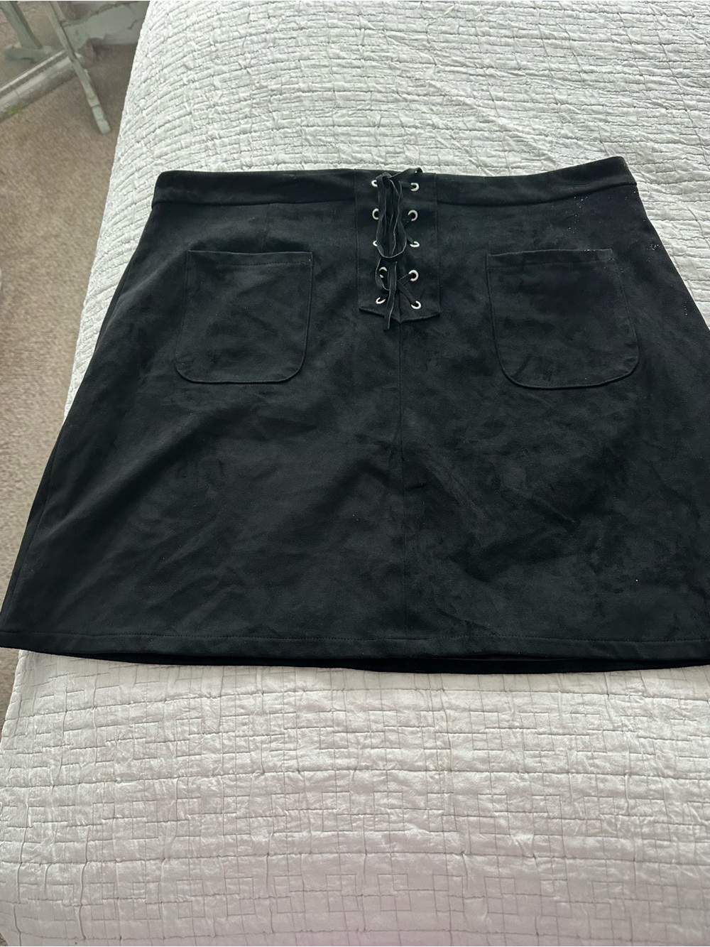 Cato Black Lace-Up Pocket Mini Skirt